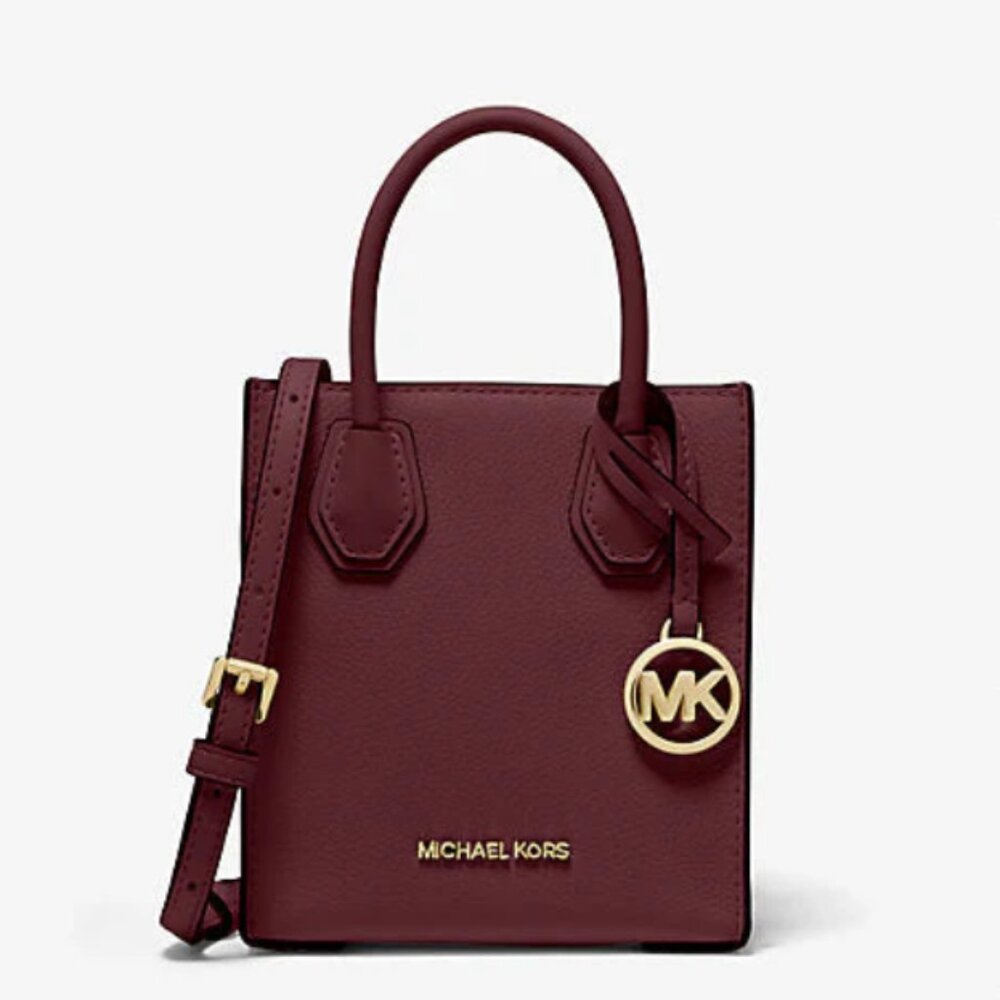 Michael Kors - Mini Mercer Pebbled Leather Crossbody Shopper Bag | Merlot Plum
